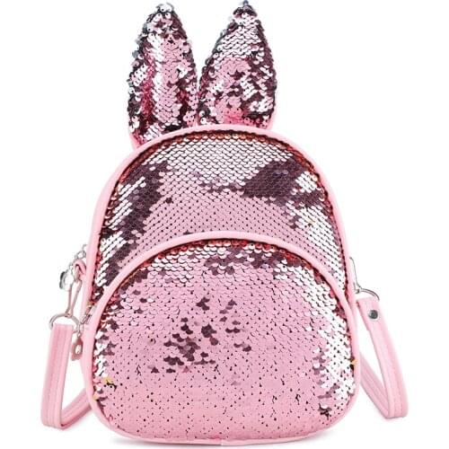 Women Backpack Sequin Children Kids Rabbit Ears Small Backpack Mini School Bag Kindergarten Boys Girls /BL1