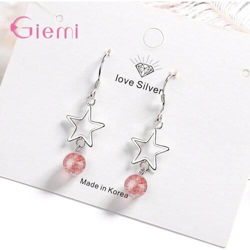 925 Sterling Silver Dangle Earrings For Women Girls Party Engagement Austrian Crystal Decoration Jewelry Trendy Star Design