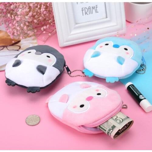 Cute penguin mini plush toy key hook earphone bag coin storage plush coin purse practical bag children’s gift plush toys