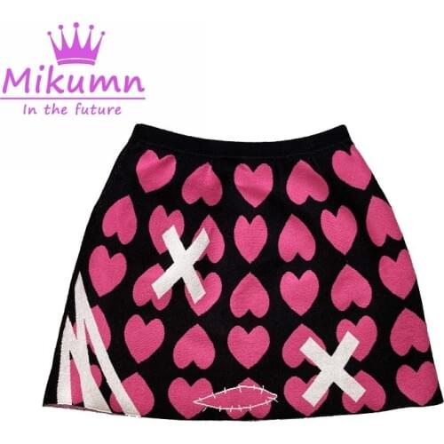 Japanese Harajuku Girls Love Knitted Short Skirt Gothic Punk Chic Streetwear
