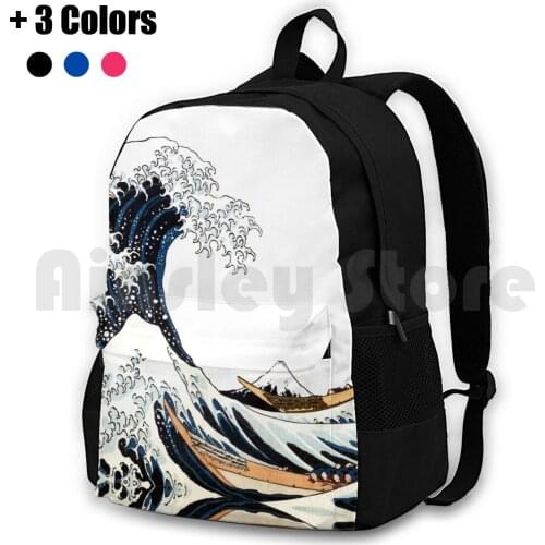 Great Wave Off Kanagawa Outdoor Hiking Backpack Waterproof Camping Travel Japan Japanese Fine Art Mount Fuji Fujiyama Hokusai