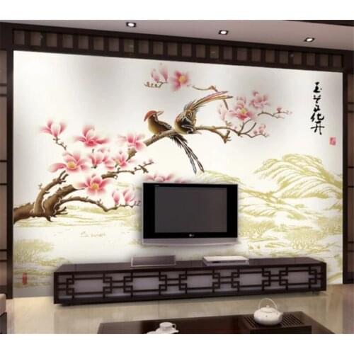 Wellyu Custom Photo Wallpaper 3d photo Murals Magnolia Flower Color Sculpture Living Room TV Wallpaper Design papel de parede