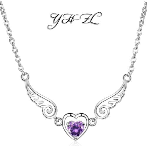 YH-ZL 925 Sterling Silver Jewelry Shiny CZ Zirconia Love Heart Shape Pendant Necklace For Women Gift collares bijoux