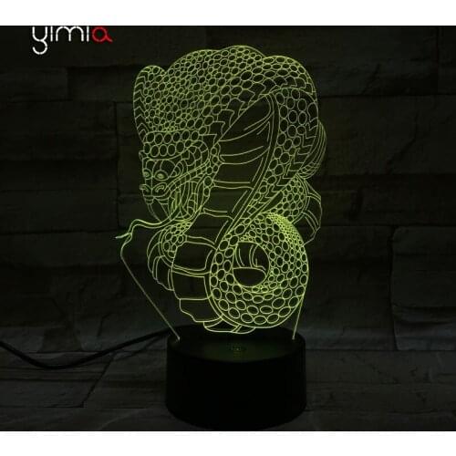 YIMIA Snake 3D Illusion 7 Colors Changeing Lamp Acrylic Remote LED Night Light Micro USB Table Desk Lamp Home Decor Lampe