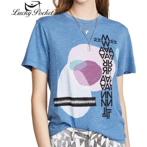 New Women Summer Blue O-Neck Cotton Cartoon Print T-Shirt Ladies Fashion Purple Plus Size Tees Ladies Brand Casual Tops ZM335