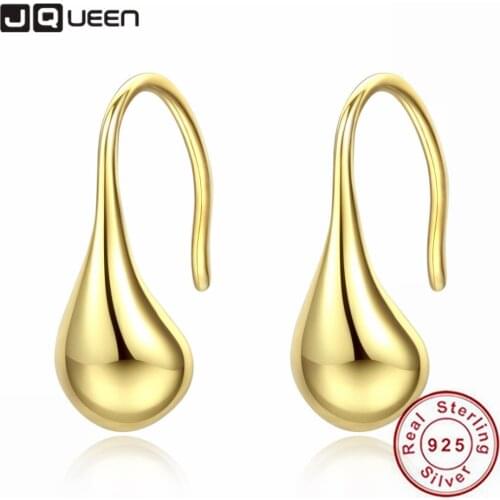 JQUEEN 925 Sterling Silver Water Drop Simple Earrings Fashion Luxury Party Geometric Womens Stud Earrings Minimalism Jewelry
