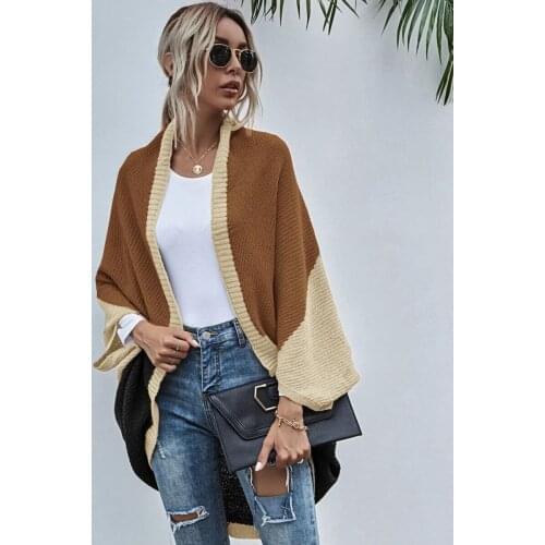 Office sweater women casual cardigan winter autumn fall clothes ladies knitted jacket plus size loose patchwork coat elegant top