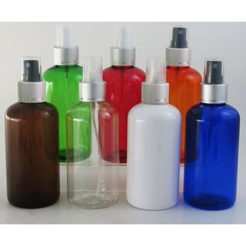12pcs Travel Bottle 220ml Amber White Blue Green Red Orange Clear Leak Proof Portable PET Containers bottles with Sprayer