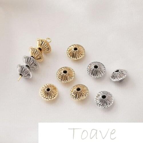 14K bag gold pleated flying saucer shape diy beaded beaded bracelet necklace earpiece material accessories 8pcs