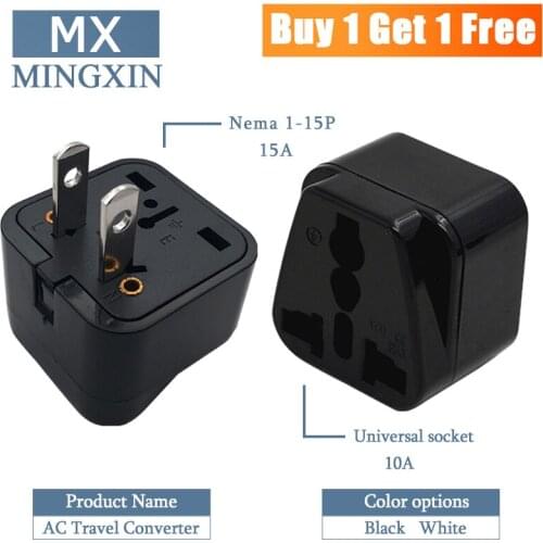 2PCS- US plug,American standard 10A 250V CE certified ABS material connector AU UK EU US to US travel conversion plug adaptor