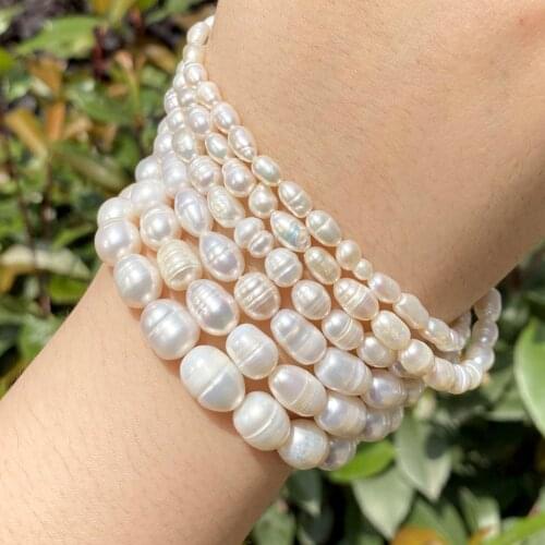 A+ Natural White Freshwater Pearl Beads 4mm-10mm Rice Shape Pearl Beads for Jewelry Making DIy Bracelet Necklace Accssories