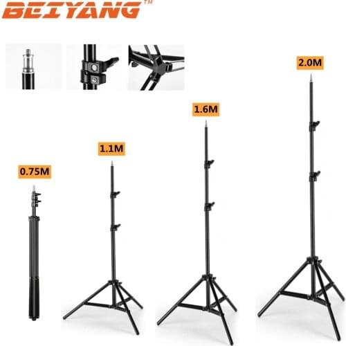BEIYANG Photography Aluminum Tripod Foldable Light Stand With 1/4 Screw Head Stand For Cell Phone Photo Studio Relfector Softbox