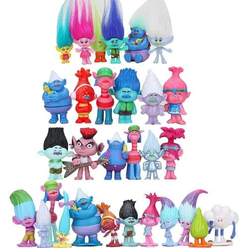 6pcs/set Hasbro Trolls toys Action Figure Poppy Branch Biggie Guy Diamond Smidge Cloud Guy Critter Figure For Kids Toys