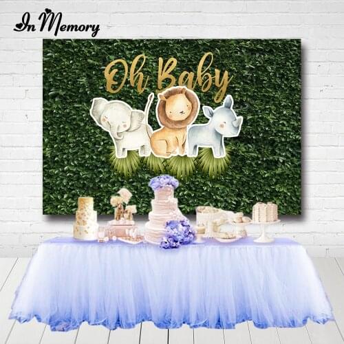 InMemory Safari Jungle Birthday Party Backdrops For Photography Green Leaves Wall Animals Oh Baby Shower Newborn Boys Background