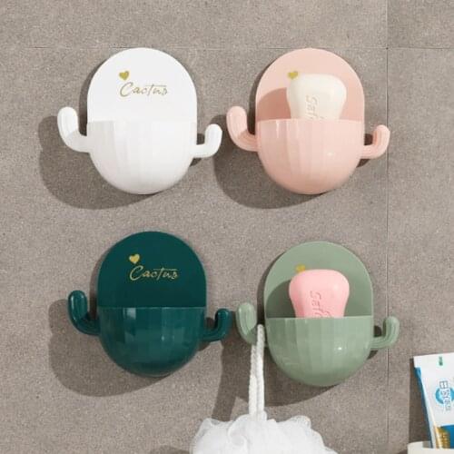 Cactus Soap Box Cartoon Key Remote Storage Case Punch-free Toilet Bathroom Drain Soap Holder
