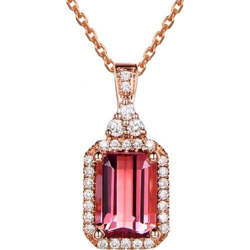 Fashion Necklace 925 Silver Jewelry with Ruby Zircon Gemstone Geometric Shape Pendant Accessories for Women Wedding Party Gift