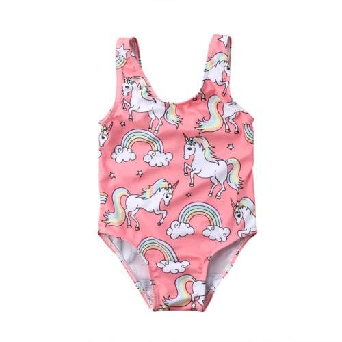 Summer Newborn Infant Baby Girls Swimwear Cartoon Unicorn Print Baby Swimsuit Toddler Bathing Suit Lovely Baby Girls Clothing