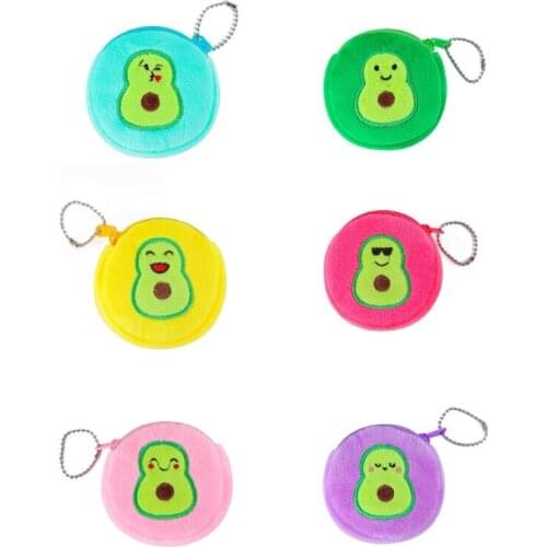 Cartoon Plush Avocado Coin Purse Cute Wallet Girl Clutch Key Earphone Organizer