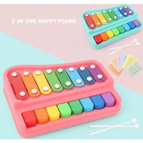 Musical Instrument Hand Knocking Piano with Knock Hammer Children Kids Early Educational Toys Gifts Exercise Color Cognition