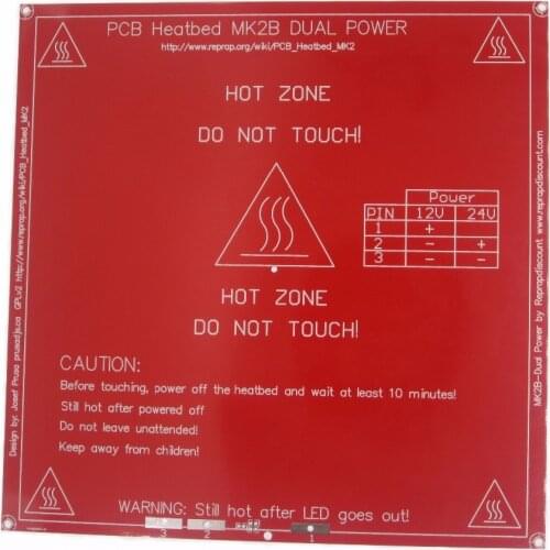 Upgraded MK2B Heated Bed PCB Parts Heatbed Dual 12V 24V Red MK2 B Hot HotBed 3D Printers Part Heat 214mmx214mm Accessories