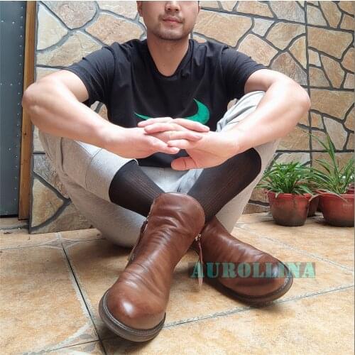 Heavy Duty Shoes Fine Leather Confident Man Shoes Royal Noble Boots High Top Durable Sexy Hot Shoes For Man Mature Hormone Shoes