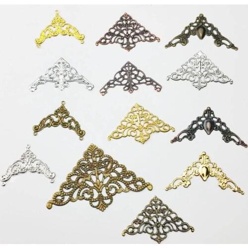 Wholesale Filigree crafts Hollow triangle Embellishments Findings,Jewelry Accessories,Bronze Tone ornaments