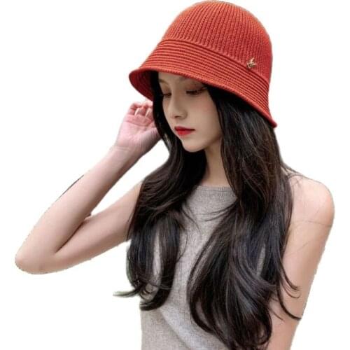 Korean Stripe Rabbit Bucket Hats Spring Summer Brand Linen Women Wide Brim Fisherman Cap