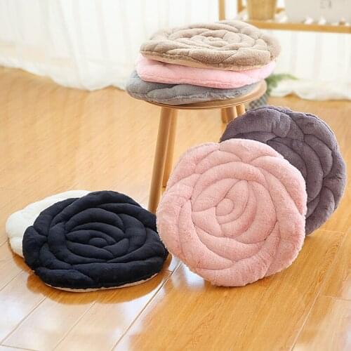 Plush Anti-skid Bay Window Cushion Dining Chair Cushion Futon 45X45CM Simple Rose Plush Cushion Japanese-style Chair Cushion