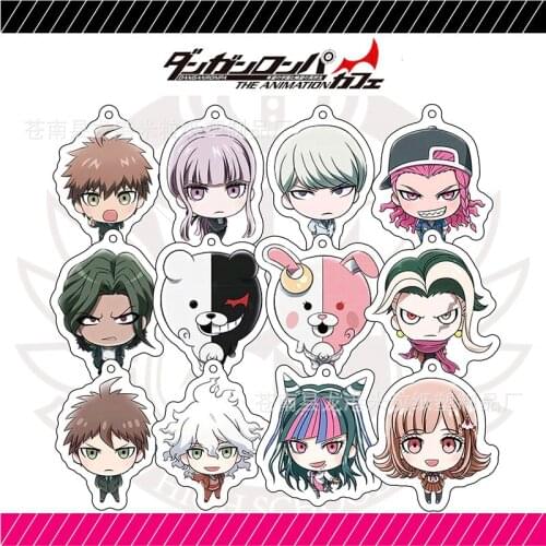 Danganronpa Anime Acrylic Keychain Chiaki Nanami Ibuki Mioda Black White Bear Cosplay Keychain Accessory Christmas Gift