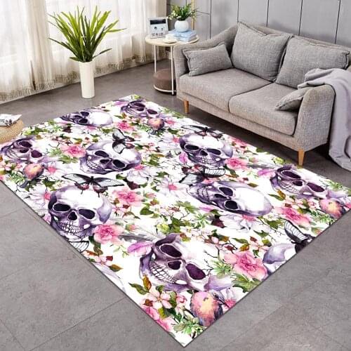 Halloween Sugar Skull Carpets Large for Living Room Floral Bedroom Area Rugs Non-slip Gothic Floor Mat Home Decor alfombra