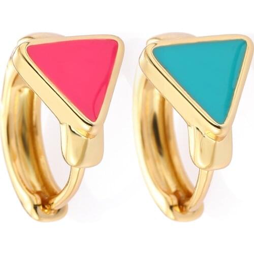 Geometric Triangle Hoop Earrings for Women Piercing Punk Boho Earrings Fashion Jewelry Colorful Enamel Korean Paired Earrings