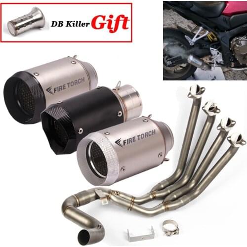 Slip On For Honda CBR650R CB650F CB650R CBR650F Motorcycle Exhaust System Modified Front Link Pipe Escape Carbon Moto DB Killer
