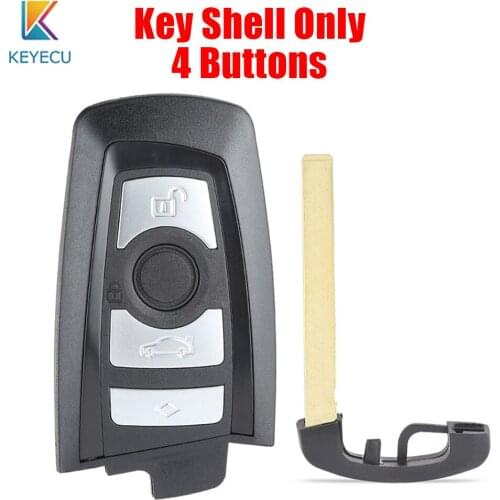 KEYECU Replacement CAS4 Smart Remote Control Car Key Shell Case 4 Buttons With Emergency Blade for BMW New 5 7 Series