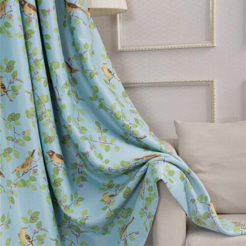 Bird Print Kids Bedroom Blackout Curtains for Window Treatment Blinds Finished Drapes Polyester Fabric Kitchen Living Room Use