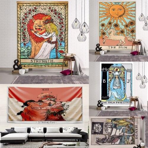 Tarot Tapestry Aesthetic Kawaii Room Decor Retro Tapestry Wall Hanging Bedroom Decoration Gobelin Boho Decor Tapisserie