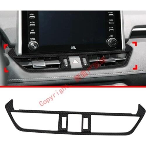Carbon Fiber Style Interior Center Air-Condition Vent Outlet Cover Trim For Toyota Rav4 2019 2020