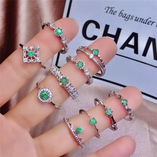 WEAINY Natural Emerald Ring, S925 Silver Ring, Exquisite Ring, Neo-gothic Ring, Delicate Ring, Emerald Jewelry