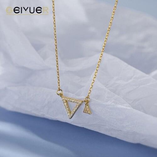Geometric Triangle Necklace for Women Flash Diamond Necklace Simple Versatile Temperament Pendant 2021New Fashion Clavicle Chain