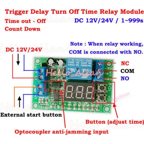 1-999 seconds DC 12V Relay 24V Relay Digital LED Trigger Countdown Timer Delay Turn Off Time Relay Switch