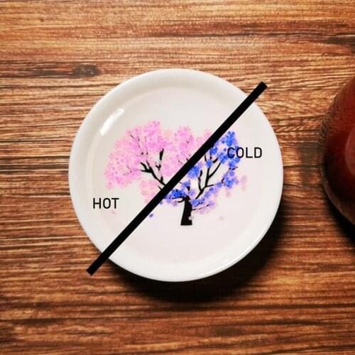 New 1PC Printing Flower Changes When Hot or Cold Color Changing Ceramic Coffee Cup Bowl Two-color One-piece Japanese Sake Cup