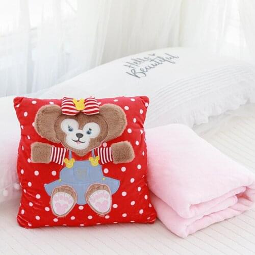 1pc Lovely soft plush duffy cushion with blanket 1*1.5m plush blanket transform to cushion home decoration or girls gifts