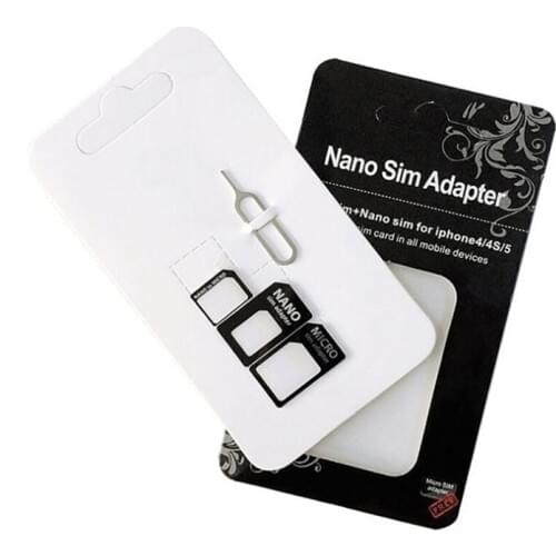 2pcs 4 in1 SIM Card Adapter For iPhone 5 nano sim adapter set SIM Card Full sim card adapter for phone Droshipping