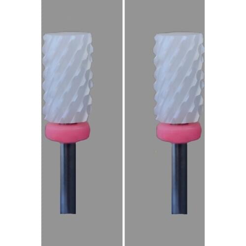 2pcs White Ceramic Nail Drill Bit - Large Barrel Bit 3XC