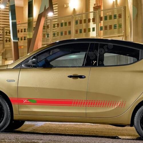 2 Pcs Car Side Stripes Skirts Graphics for Lancia Ypsilon Auto Body Decals Cars Side Stickers Auto Accessories