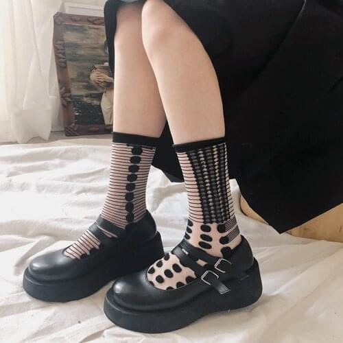 3pairs Personality Ultra-thin Transparent Women Lace Socks Hollow Out Elegant Vintage Sock for Ladies Cute Cos Night Club Socks