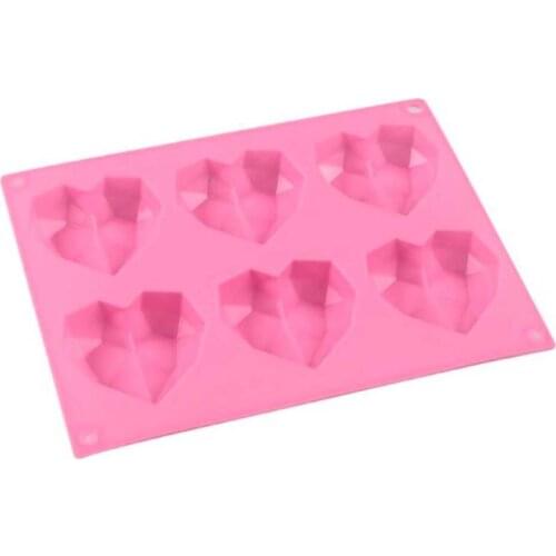 6 Cavity Diamond Love Silicone Cake Mold Silicone 3D Heart Shape Mould Fondant Cake Chocolate Baking Mold Modelling Decor Tools