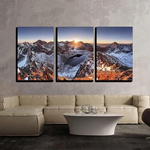 Diamond Embroidery 3 Pieces 5D Diy Diamond Painting Art Mountain Panorama at Winter Fall in Slovakia Tatras Home DecorZP-4192