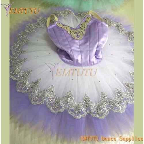 Ombre Puprle White Adult Professional Ballet Stage Tutu Women Lilac White Classical Platter Ballet Tutu Costume Custom Made