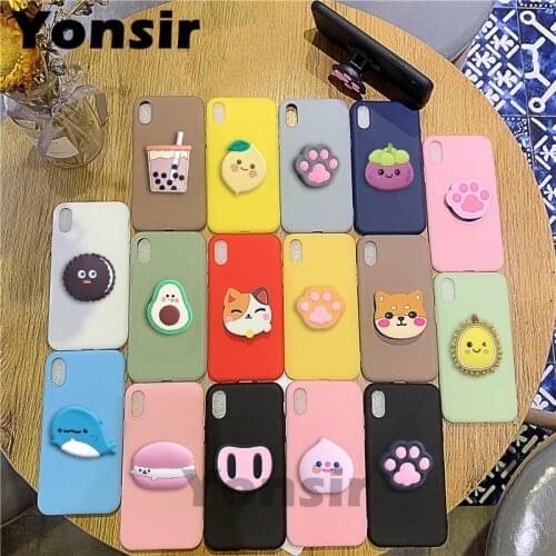 3D Silicone Cartoon Phone Holder Case For Iphone 11 X XR XS Max 6 7 8 Plus 6s 12 mini Pro Max Back Cover Cute Stand Bags