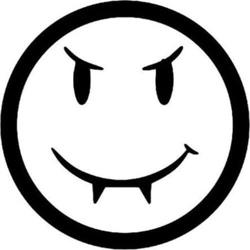 Black/Sliver Vampire Smiley Vinyl Car Decal Waterproof Sticker Art Bumper Car Window Decor Pattern Text S711